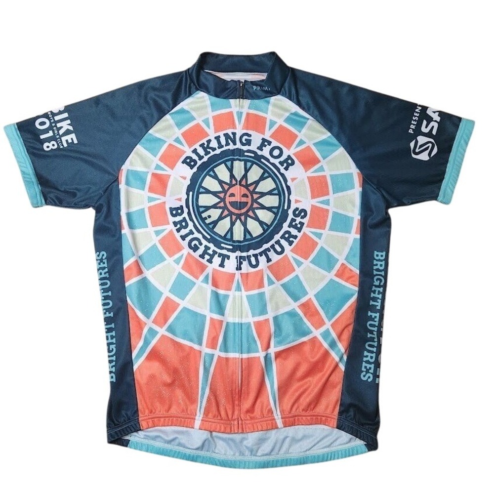 Primal Biking for Bright Futures Cycling Jersey Boys & Girls Club Large Teal G30